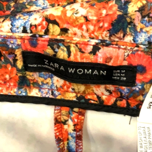 💐ZARA WOMEN Floral Multi Color ANKLE Pants Size Medium 🏵️ - Picture 9 of 10